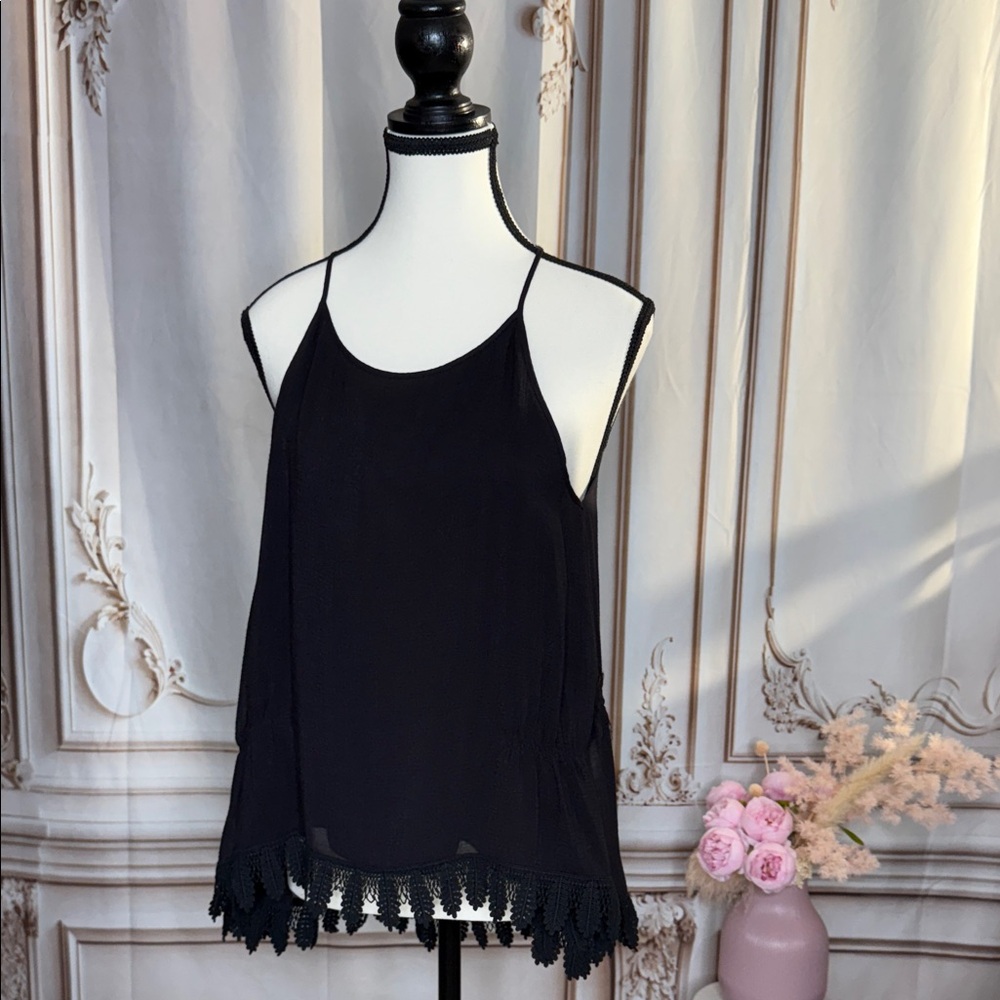 10 Crosby Derek Lam Black Asymmetrical Camisole Top